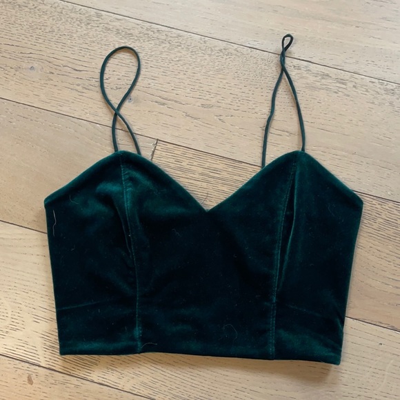 Topshop Velvet Emerald Crop Top Size Us 2/Uk6 - Picture 1 of 3